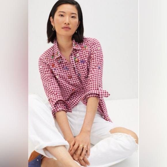 Anthropologie sequin checked shirt. Size 4. Great condition! - Picture 2 of 5